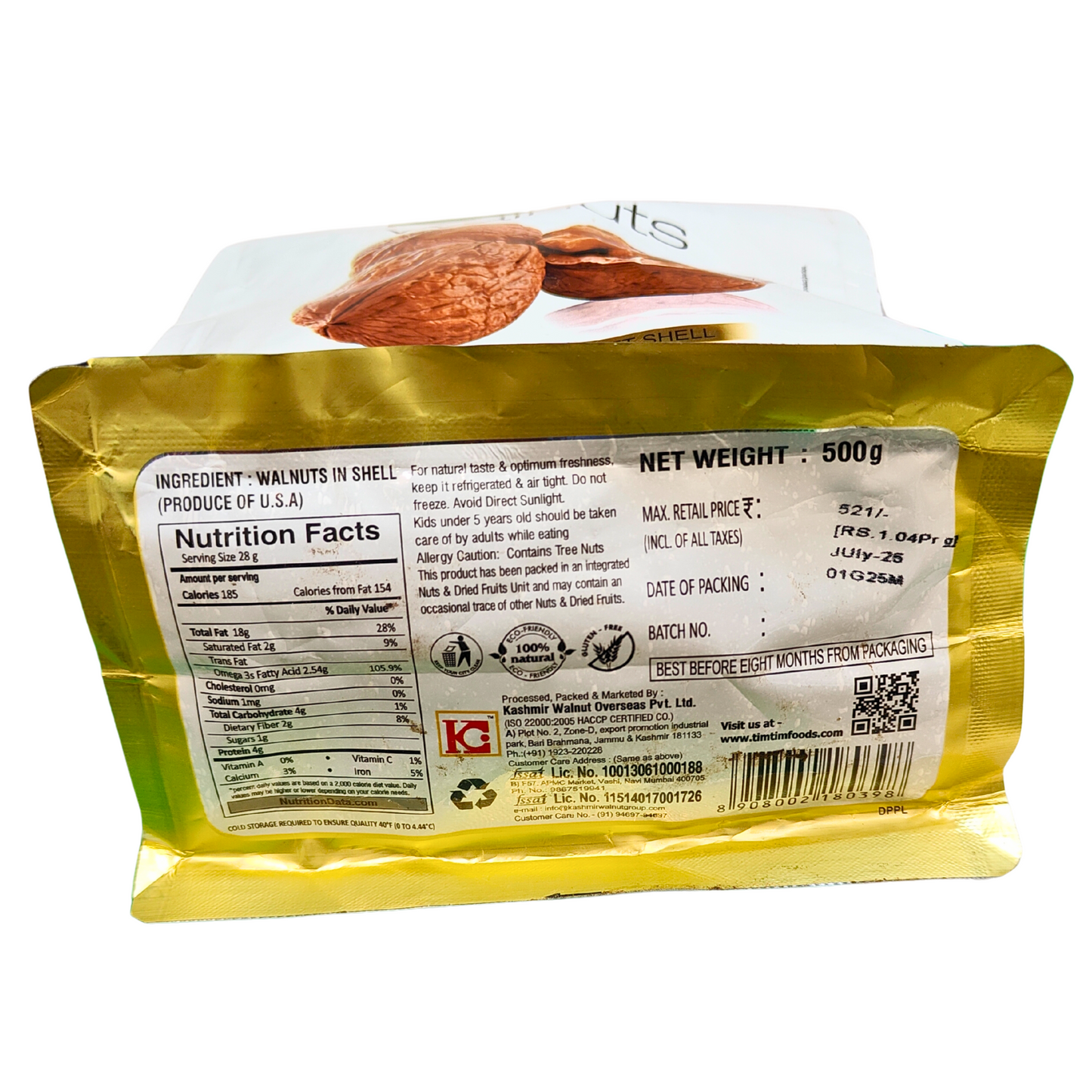 Tim Tim California Walnuts – Soft Shell, Premium 500g Pack